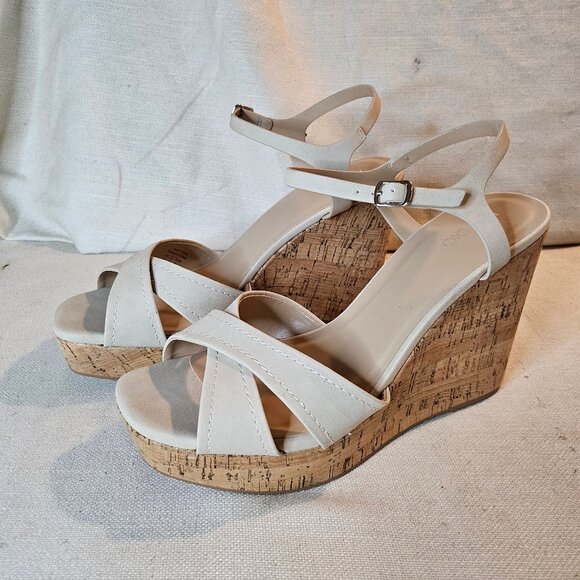 K Studio High Wedge Tan Sandals - Size 10 - Picture 1 of 7